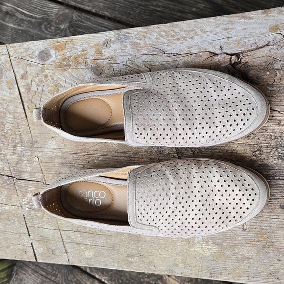 Franco Sarto Shoes - Franco Sarto Perforated Beige Ladies Loafers. Size 6M. Good Condition.